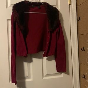 Moda International Red Crop Cardigan